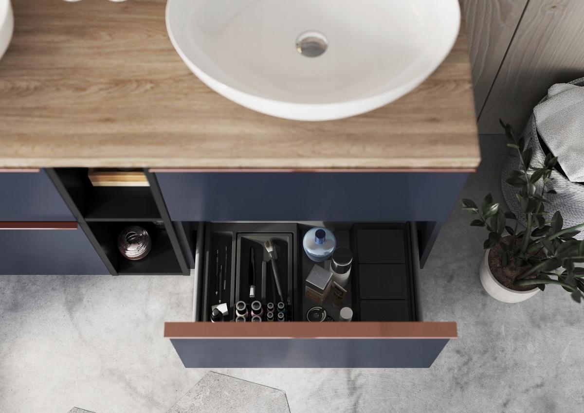 Szafka 800 x 449 x 635 mm navy blue matt z 2 szufladami ROCA Look 80 2S