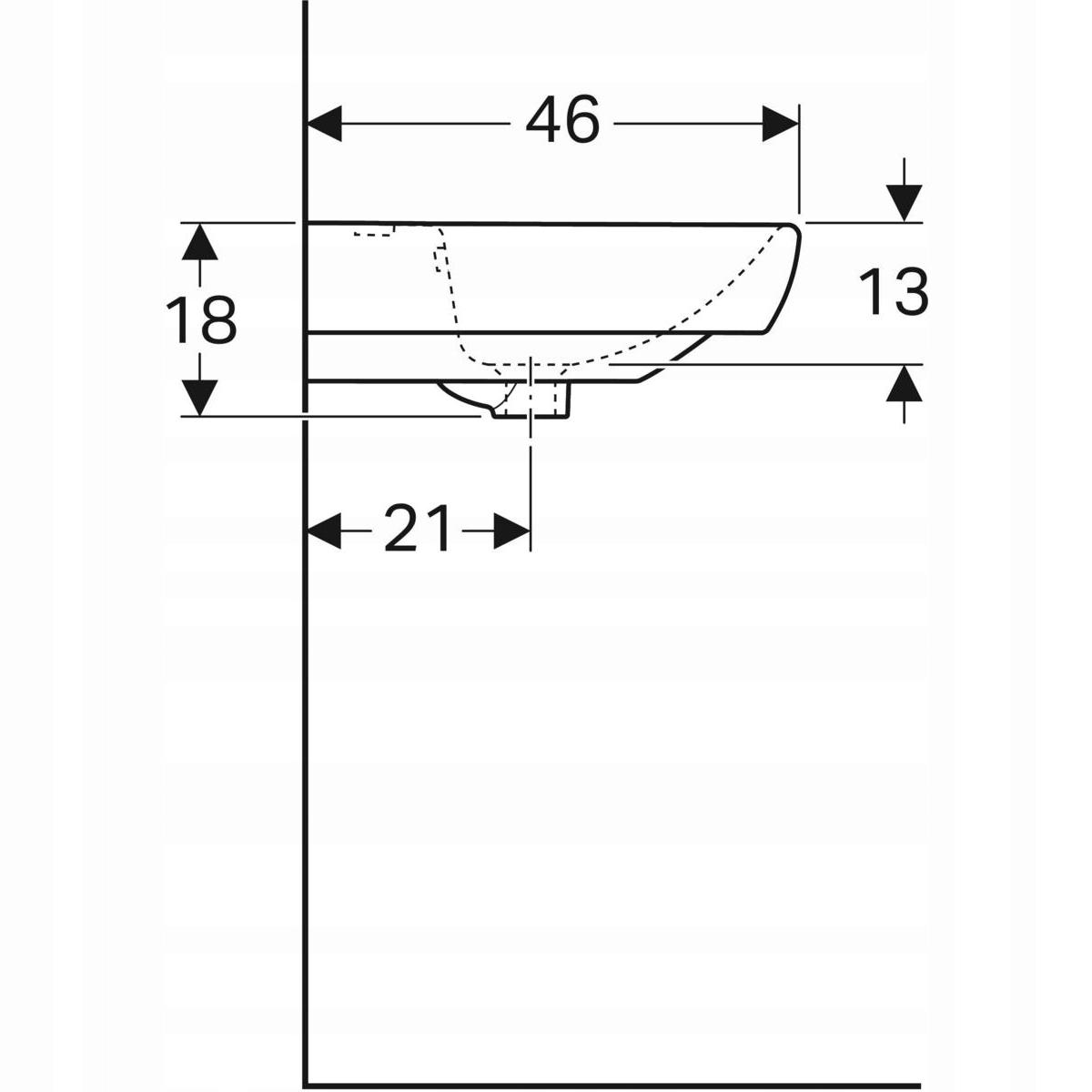 Umywalka Selnova Square B60 cm, H18 cm, T46 cm, z przelewem, z otworem na b