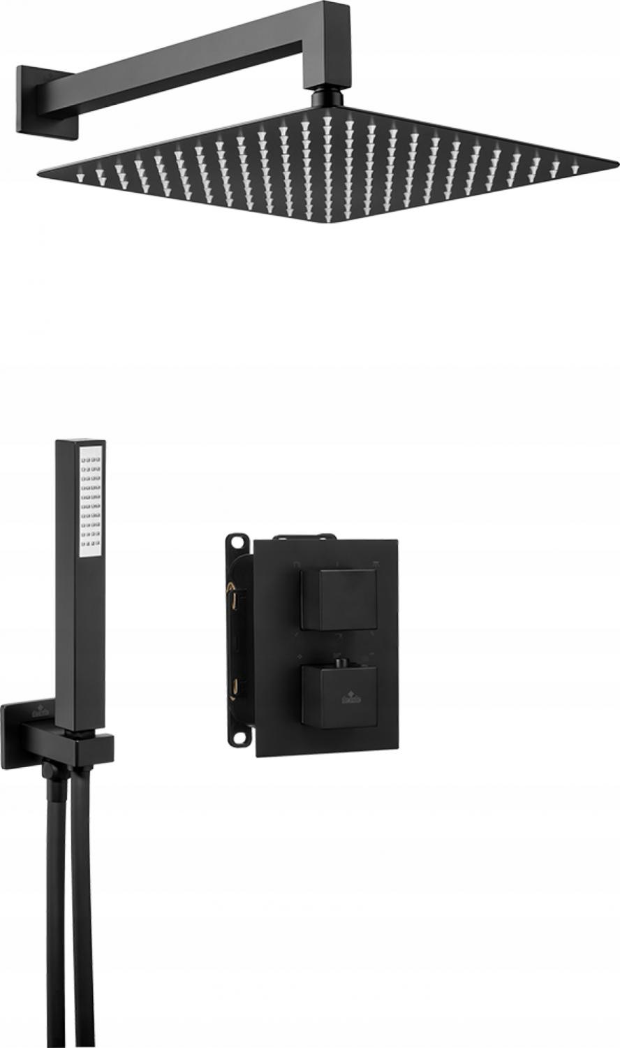 DEANTE Zestaw prysznicowy podtynkowy z BOXem termostatycznym, nero