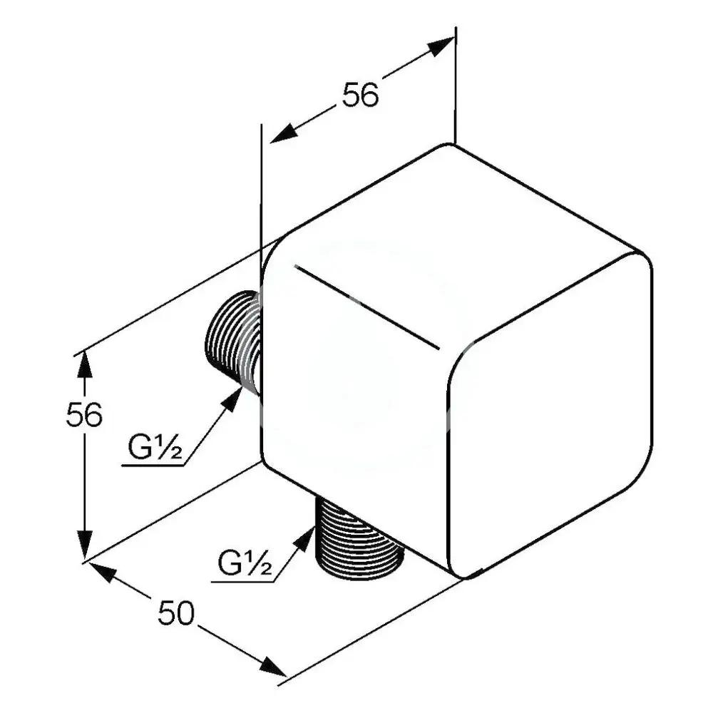 Przyłącze węża natryskowego kątowe KLUDI A-QA 56 x 56 x 50 mm chrom