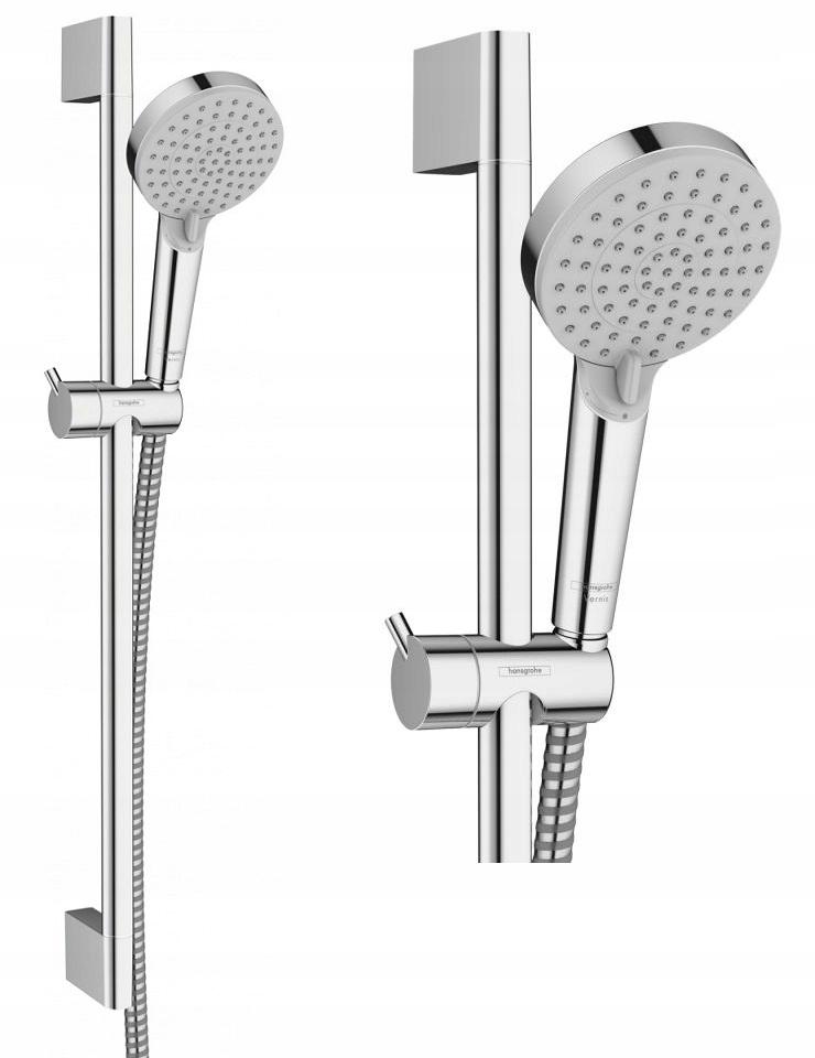 Bateria wannowo-prysznicowa dwuuchwytowa ścienna Hansgrohe Ecostat srebrny