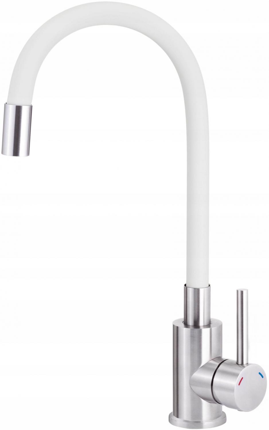 DEANTE Bateria kuchenna z giętą wylewką Luno, biały, stal