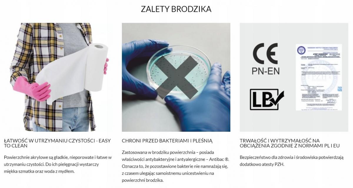 Brodzik akrylowy 3.4697 / C / ST z zintegrowanym nośnikiem Stabilsound z pr