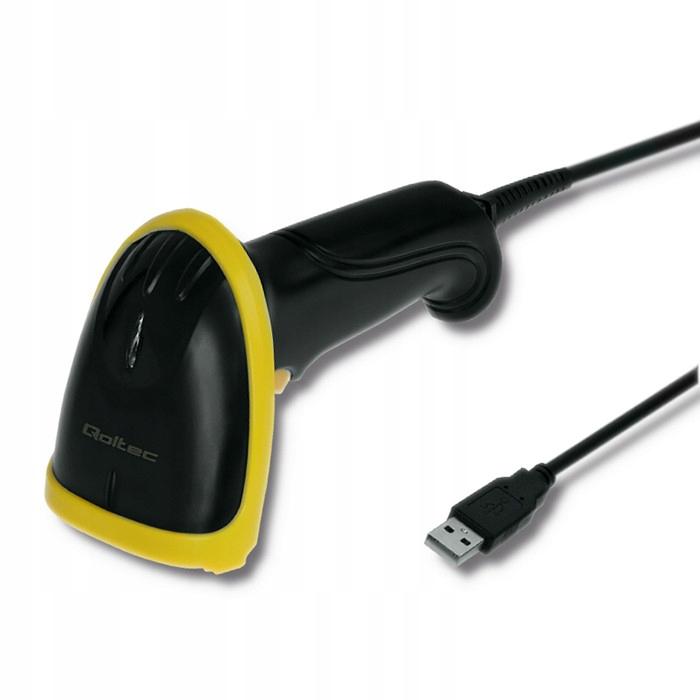 QOLTEC Laserowy czytnik kodów 1D, 2D, USB, Czarny, 50867