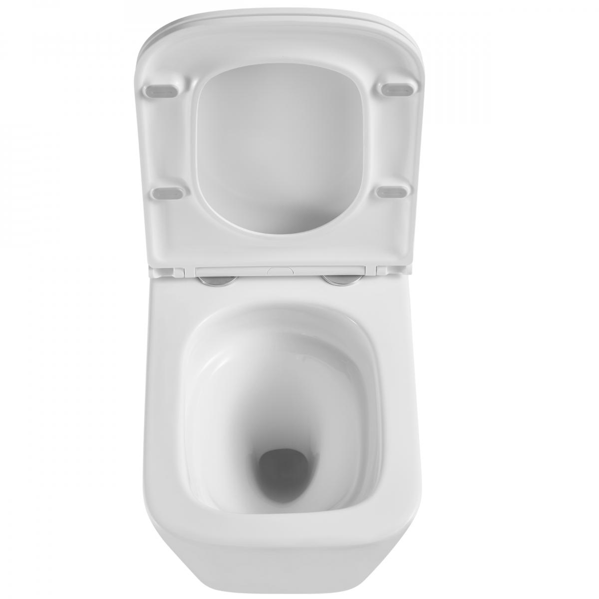 INVENA MISKA WC PODWIESZANA QFS, FLORINA KWADRATOWA, Z DESKĄ WOLNOOPADAJĄCĄ