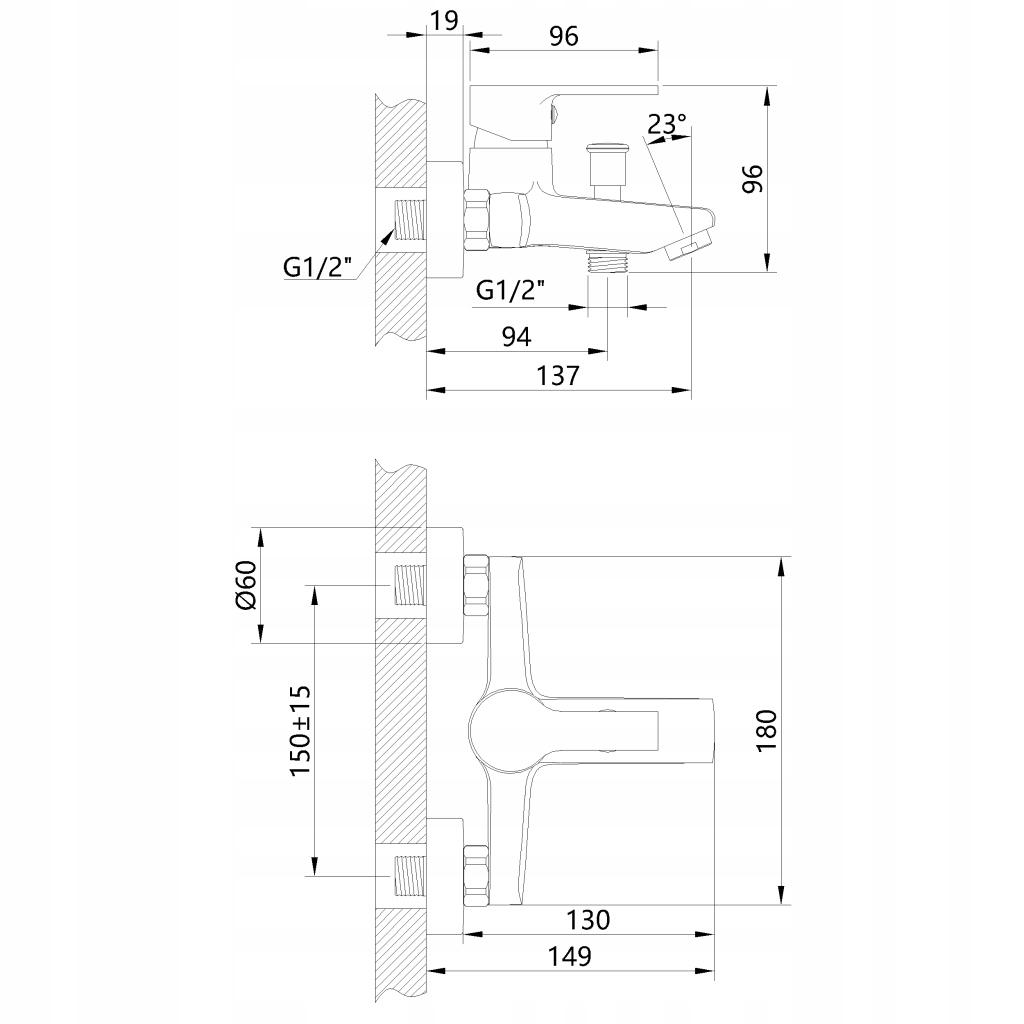 INVENA BATERIA WANNOWA BRALOS CHROM