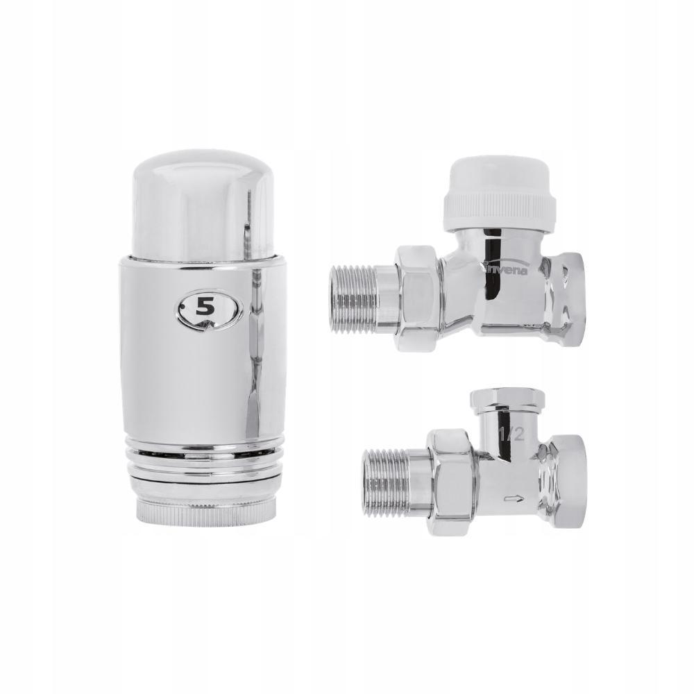 Komplet termostatyczny INVENA PROSTY CHROM z głowicą 48h