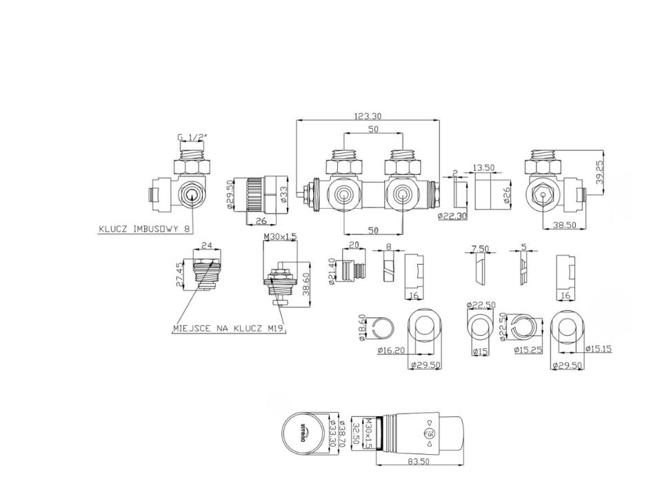 Zawór zespolony INVENA DUOPLEX z głowicą CZARNY 48h