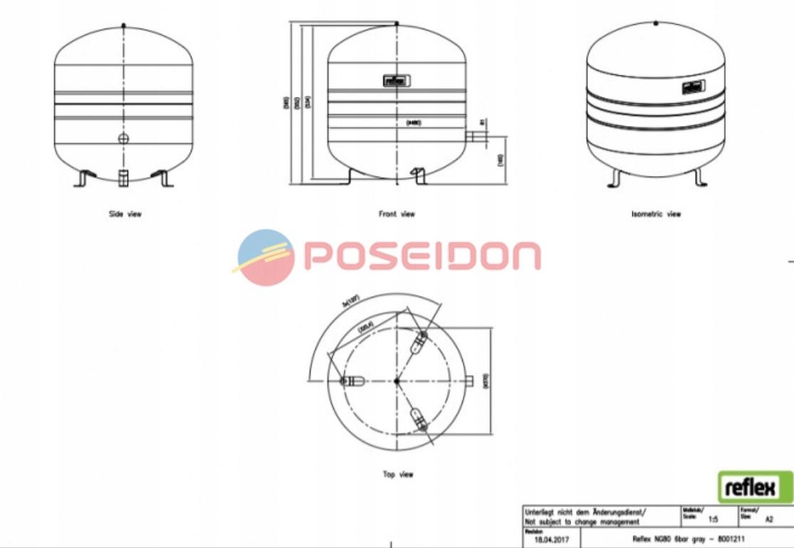 Naczynie wzbiorcze REFLEX C.O. 1,5 / 6 bar N-80 80L 48h