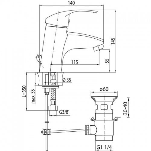 VALVEX Bateria umywalkowa Valvex Angelo stojąca jednootworowa chrom