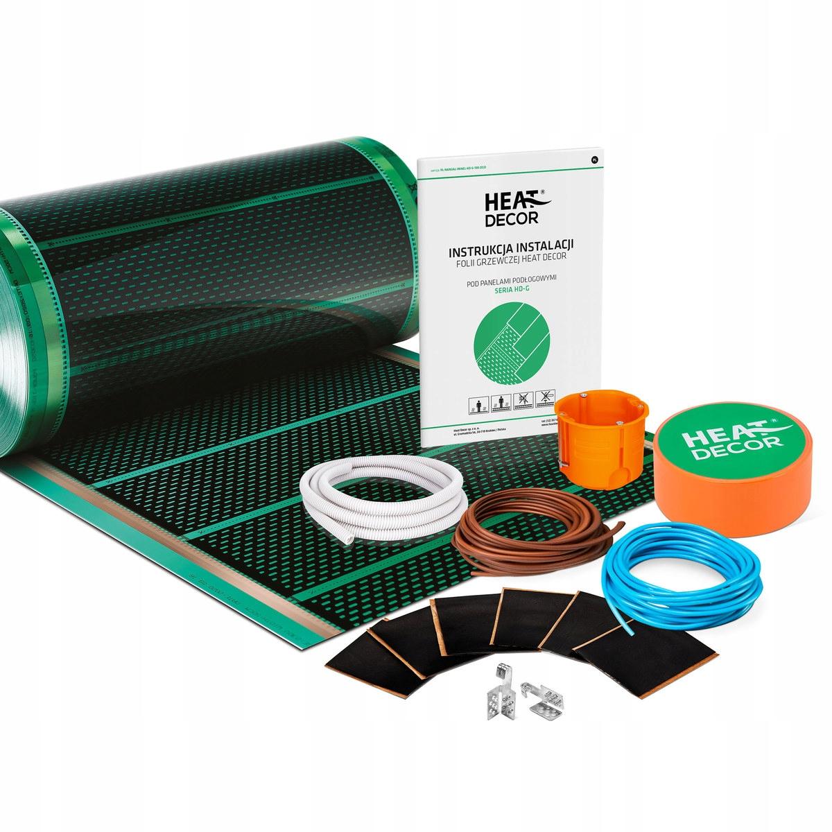 Zestaw folii grzewczej HD-G 140 W/m2 szer 50 cm bez termos konektor BX 10m2