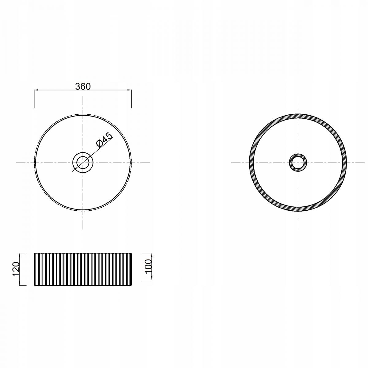 INVENA UMYWALKA NABLATOWA GLAMOUR TREND 36CM OKR RYFL EFEKT MARM SZARY/BEŻ