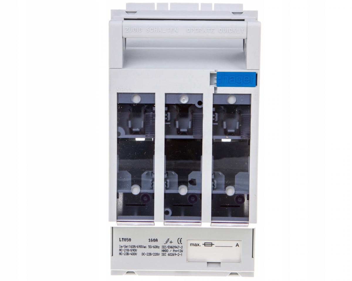 Rozłącznik bezpiecznikowy NH00 160 A, płyta/szyny TS35, zaciski klatkowe 95