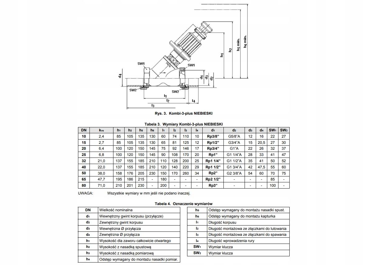 RESIDEO BRAUKMANN Kombi 3-Plus niebieski, powrót, 3/4 cala, GW