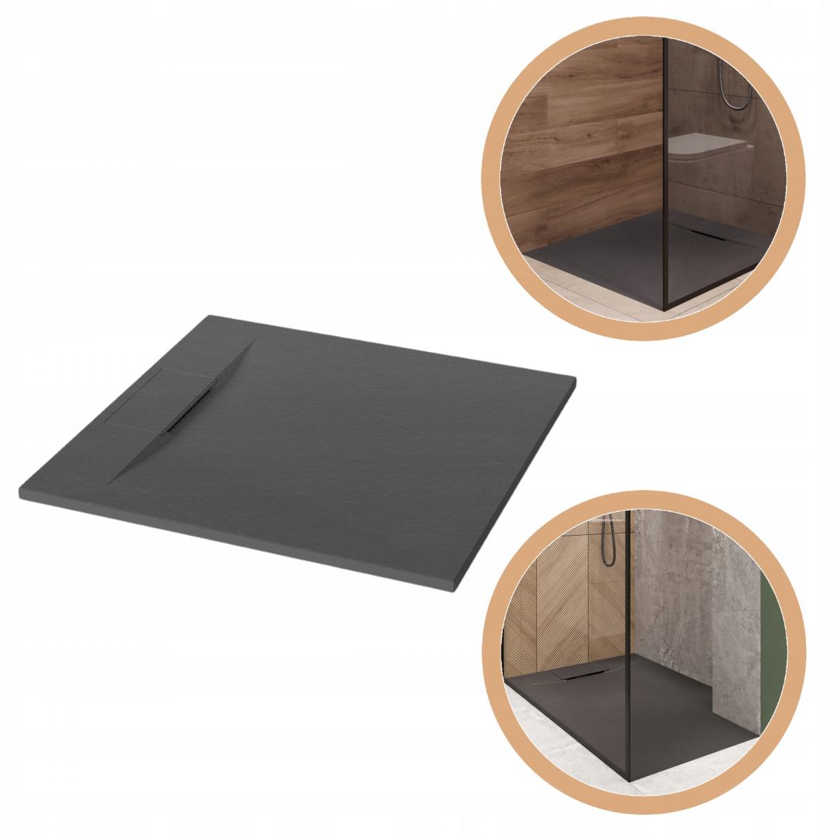 BRODZIK PRYSZNICOWY KWADRATOWY ALVERO INVENA TREND, 80X80 CM CZARNY