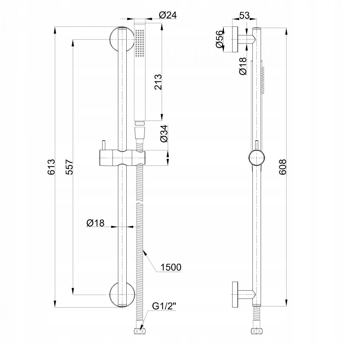 INVENA ZESTAW NATRYSKOWY NA DRĄŻKU ALONIA, CHROM 1F