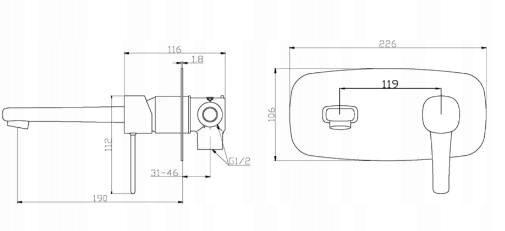 INVENA BATERIA UMYWALKOWA PODTYNKOWA GLAMOUR ZŁOTY INVENA TREND