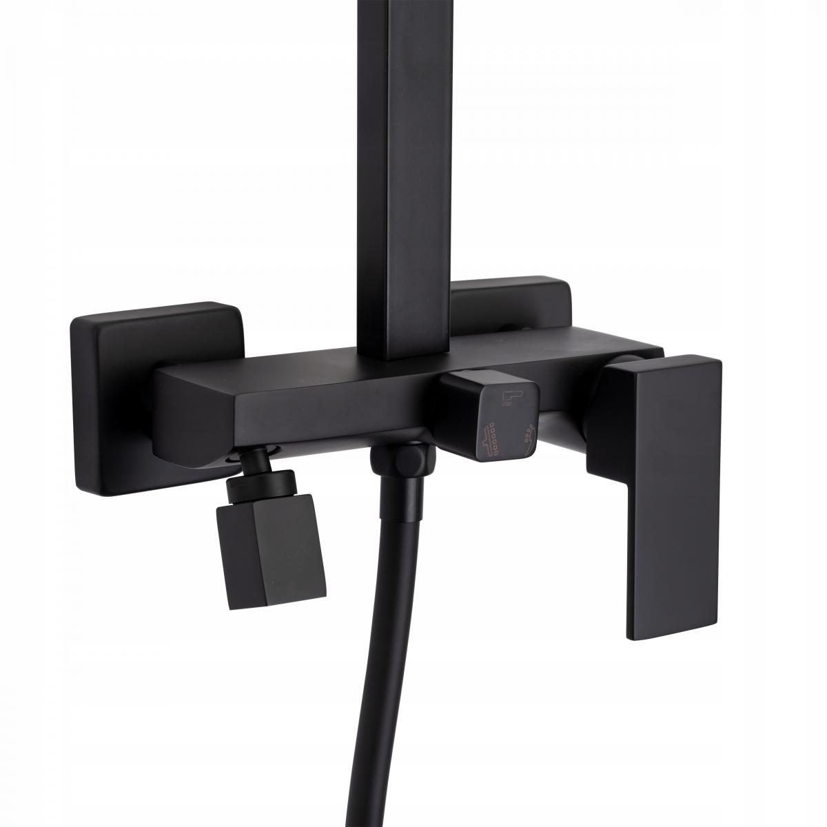 INVENA DESZCZOWNIA Z BATERIĄ NATRYSKOWĄ PAROS INVENA TREND CZARNA