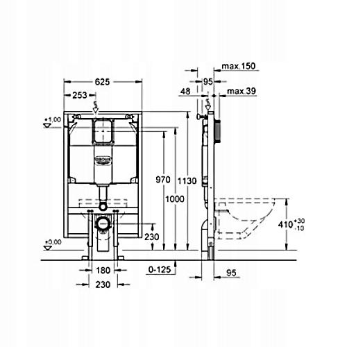 GROHE Stelaż do WC ściennego podtynkowy slim ze spłuczką do WC Rapid SL