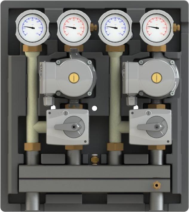 Grupa pompowa KOMBIMIX-ONNLINE dla 2 obwodów (z mieszaczami)