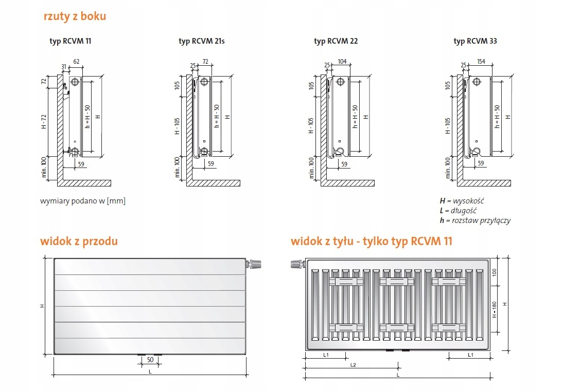 PURMO RAL 7021 RAMO RCVM11 600x1200 CVM 11 Środkowy GRAFIT