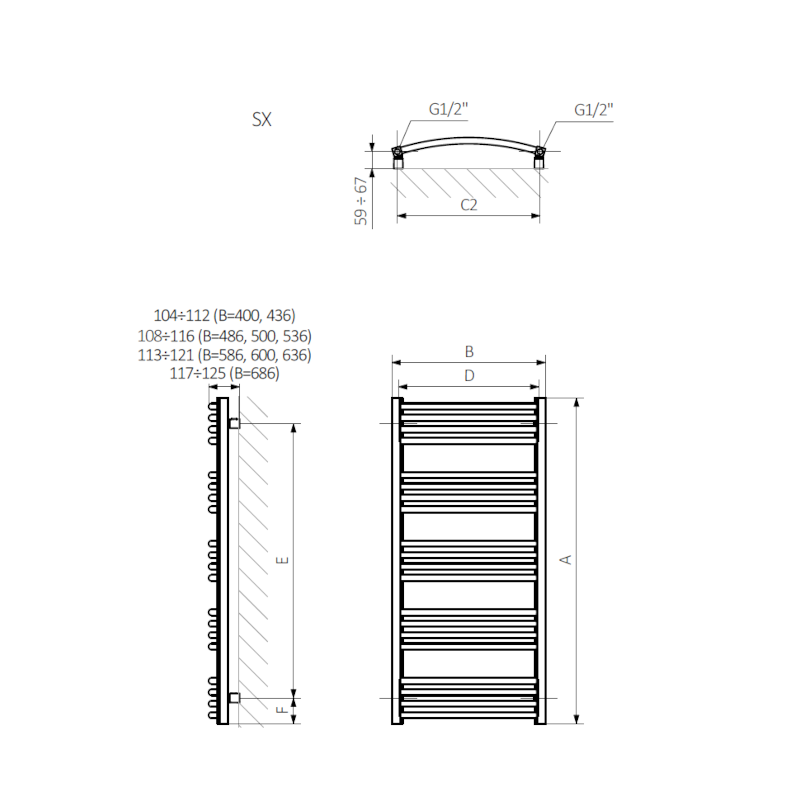 Grzejnik łazienkowy TERMA LENA 1140x536 525W 48h