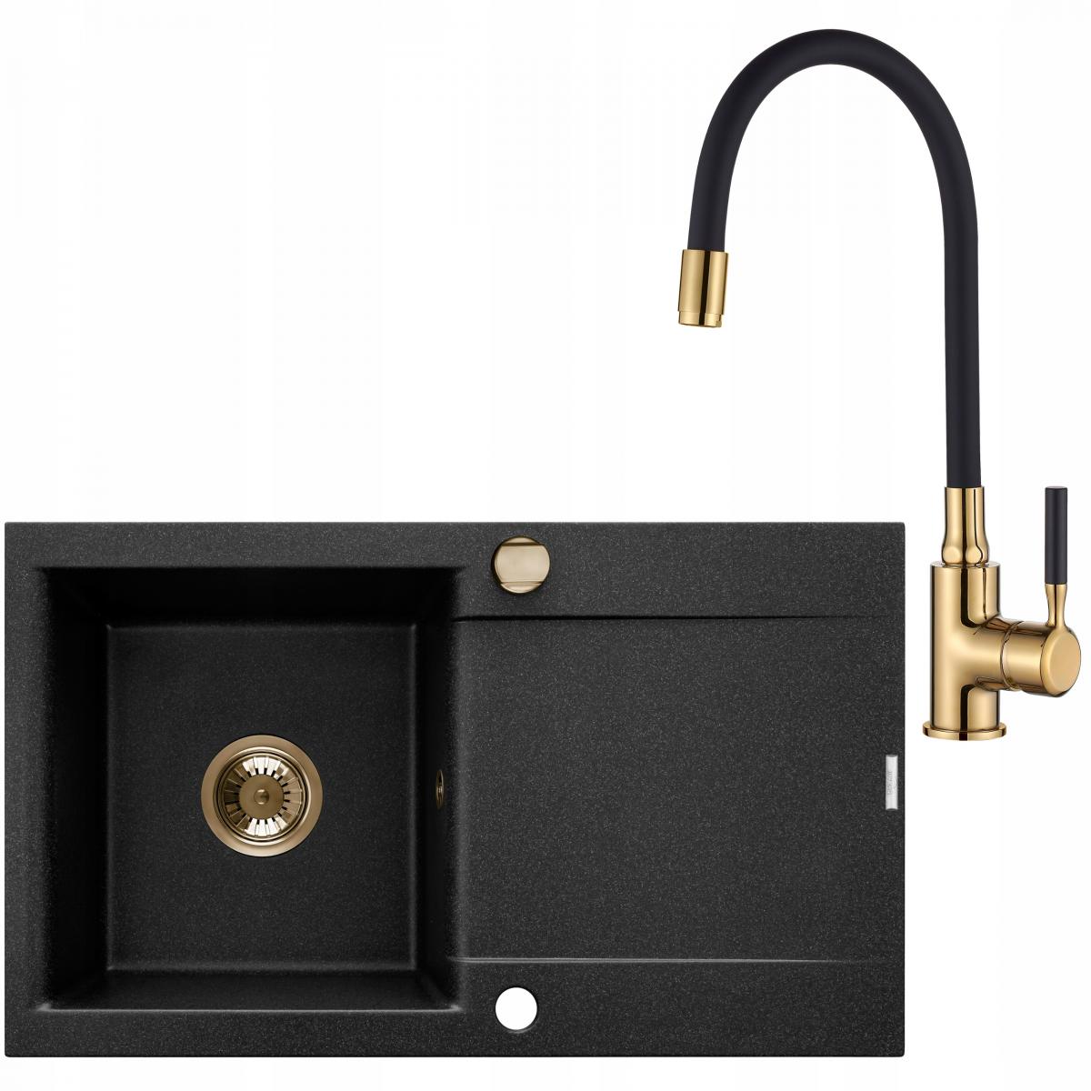 ZLEWOZMYWAK GRANIT 1K TESALIA W ZES ZE ZŁOTĄ BZ GLAMOUR SYF ZŁOTY Z DŁUG OC