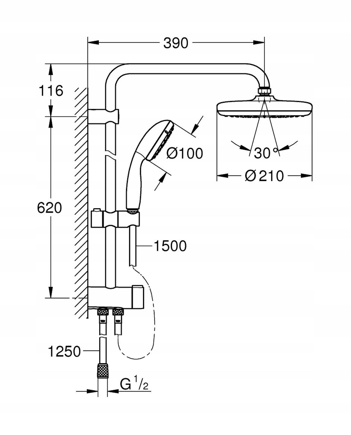 Bateria wannowa ścienna GROHE Essence 1-uchwyt. 2-otworowa mosiężna chrom