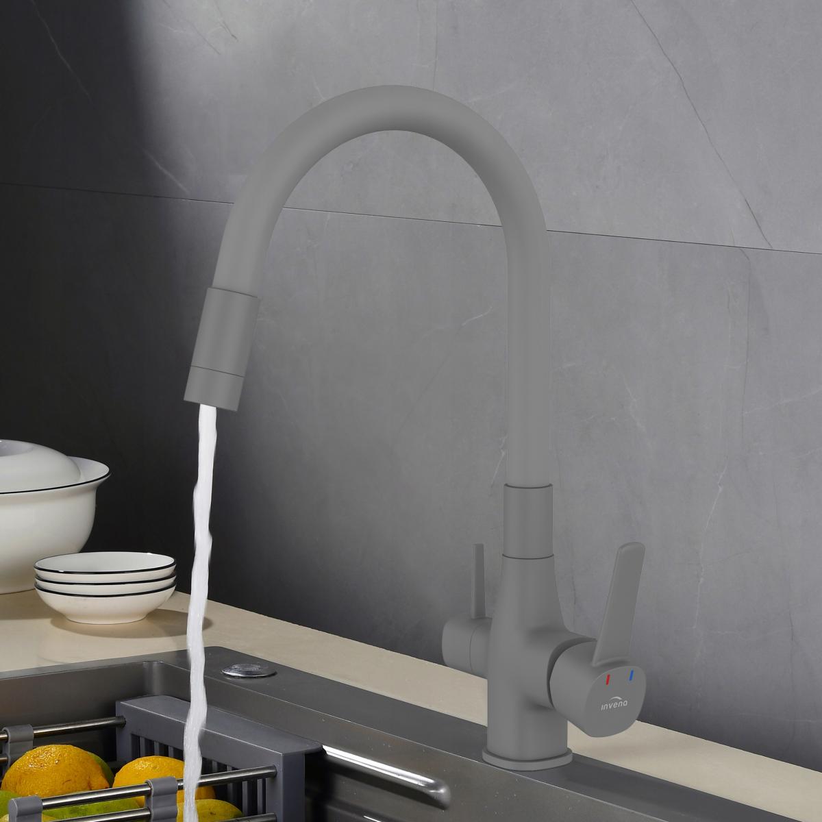 INVENA BATERIA ZLEWOZMYWAKOWA Z FILTREM GLAMOUR INVENA TREND, SZARA