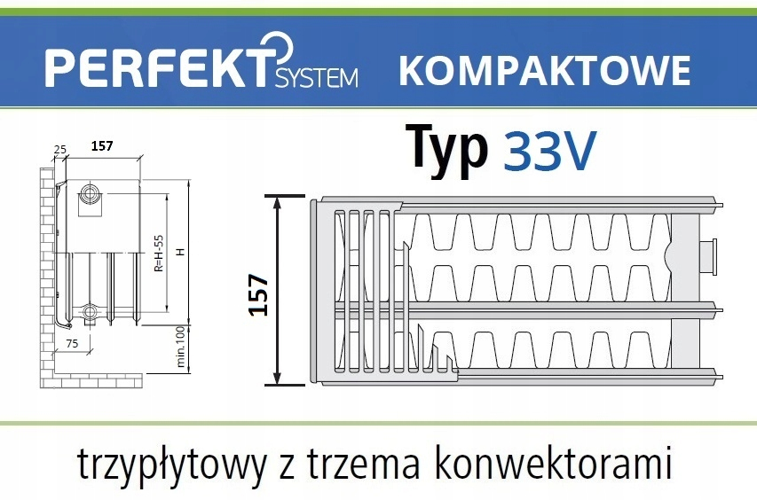 GRZEJNIK PERFEKT STYLE LINE CV33 900x1000 Typ V 33 Prawy