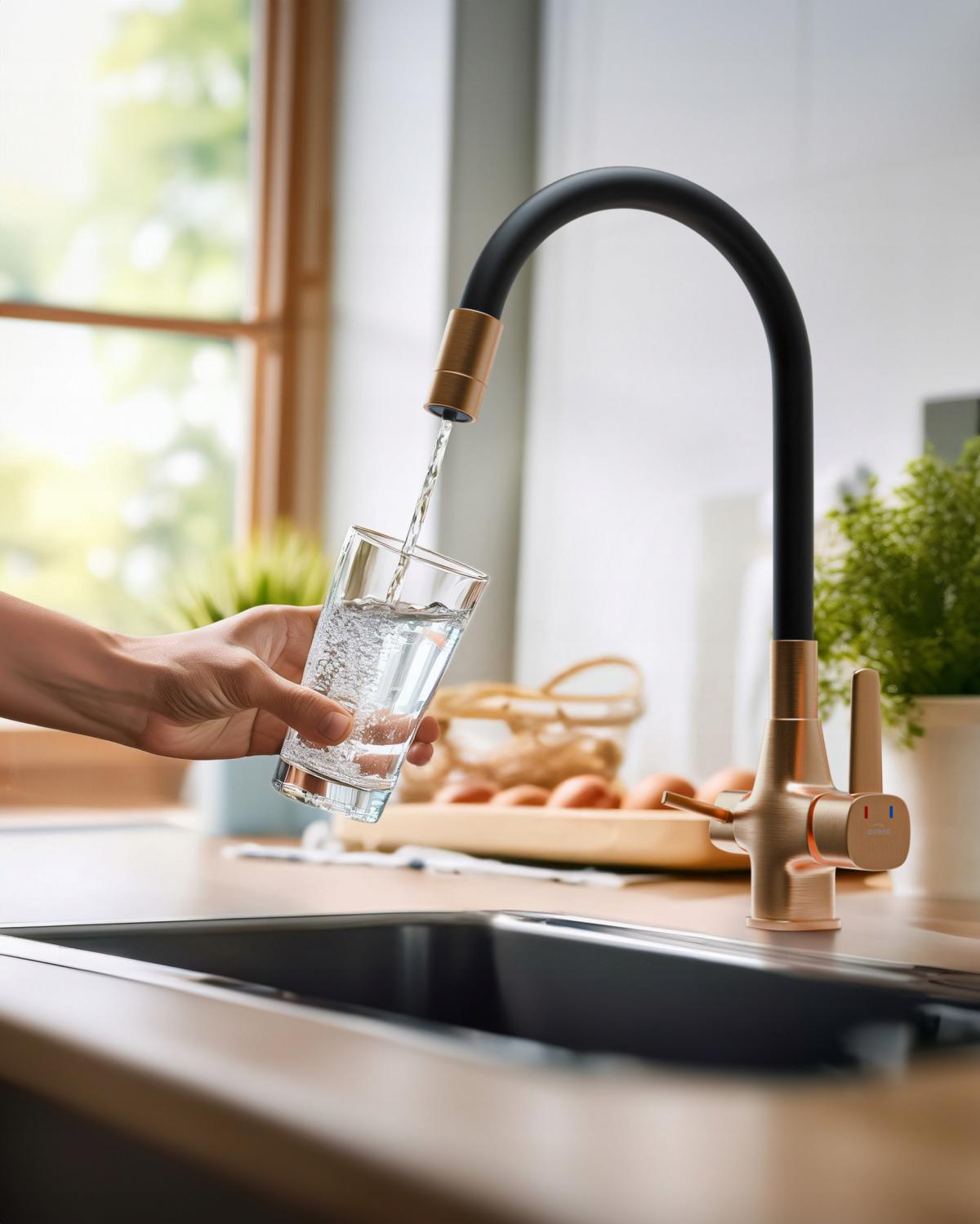 INVENA BATERIA ZLEWOZMYWAKOWA Z FILTREM GLAMOUR TREND, MIEDŹ / CZARNA