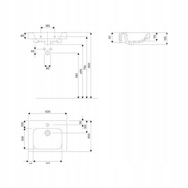 Geberit Umywalka MODO 50 x 40 cm wisząca 48h