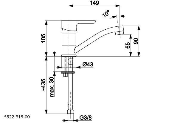 Bateria umywalkowa stojąca ARMATURA KRAKÓW JASPIS 1otw. mosiądz chrom obrot