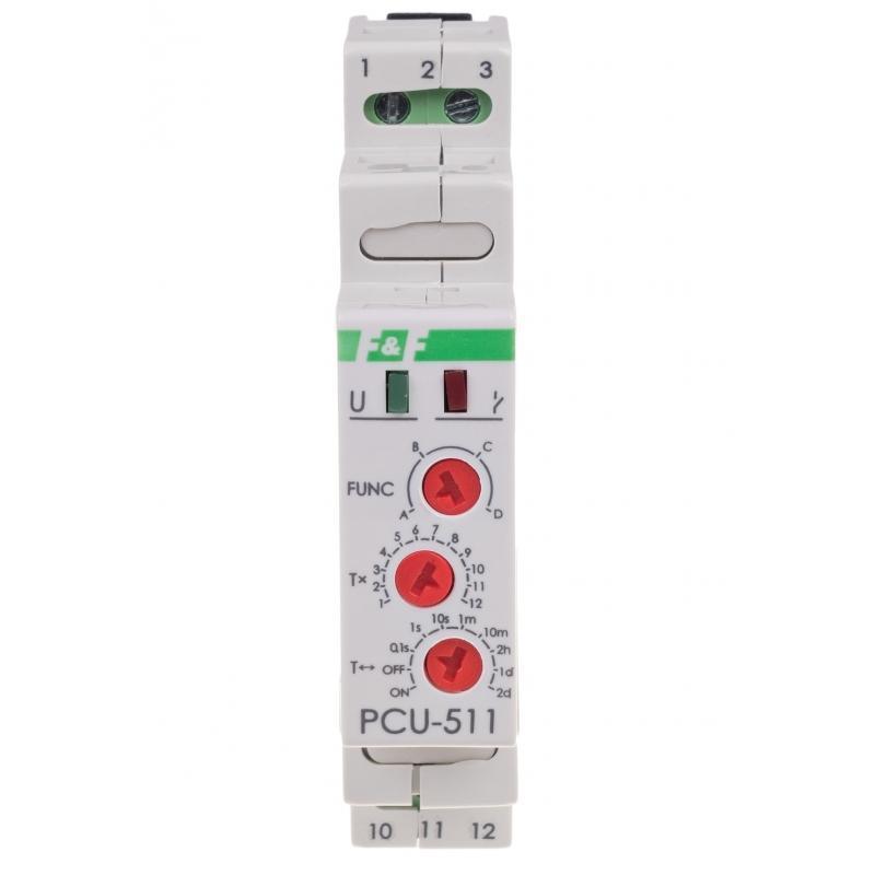 Przekaźnik czasowy PCU-511 wielofunkcyjny, styki:1P , U=230V, I=10A, 1 modu