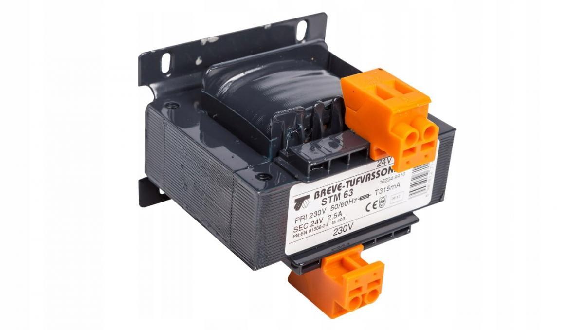 Transformator jednofazowy STM 63VA 230/24V IP00 separacyjny lub bezpieczeńs