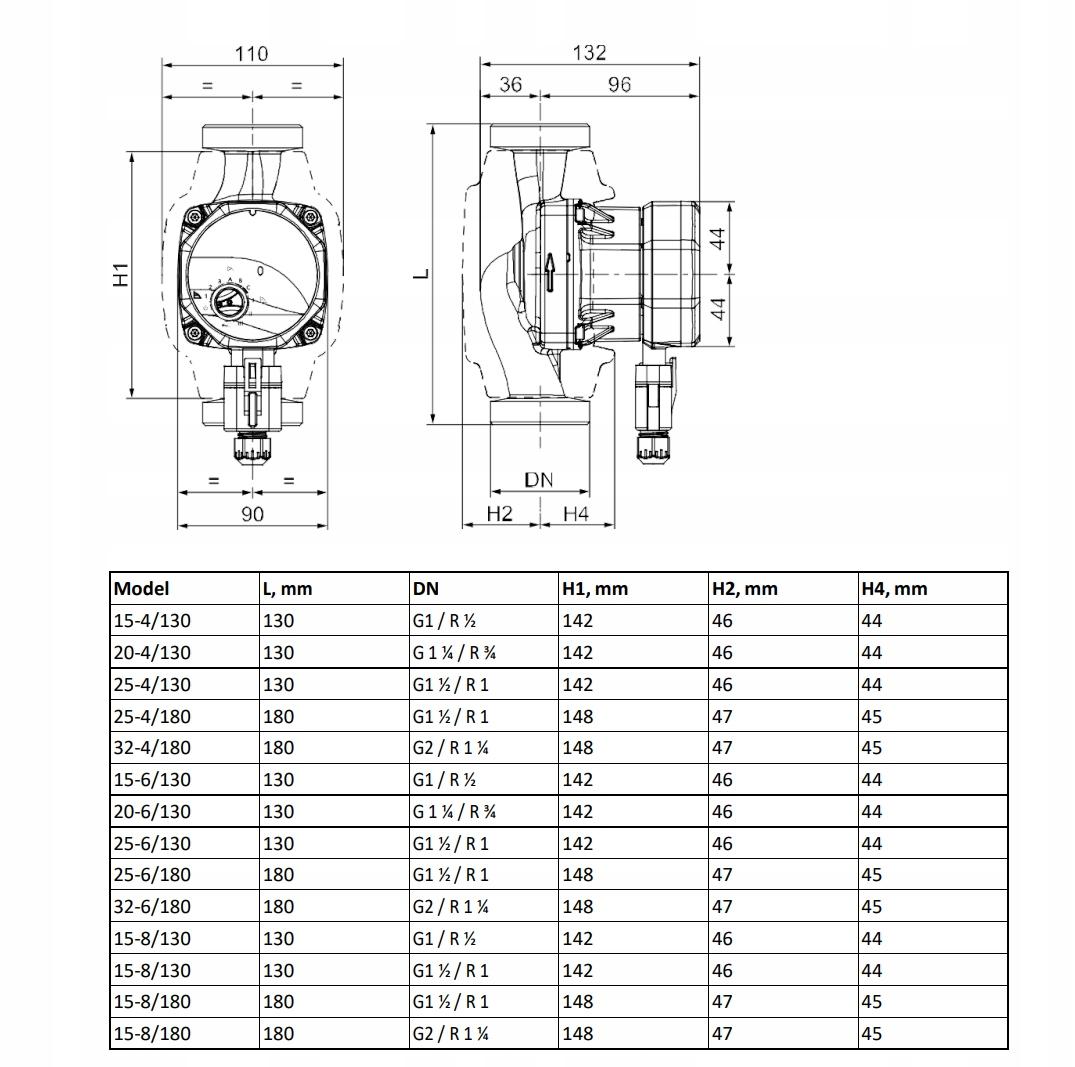 Pompa obiegowa ONNLINE EQC-L 25-8/180 - 1 1/2 - 180mm 48h