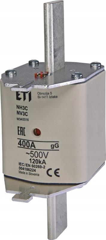 ETI Wkładka topikowa przemysłowa zwłoczna KOMBI NH3C gG 400A/500V