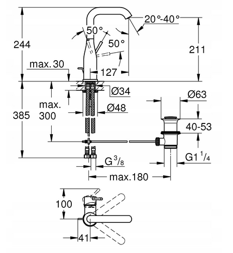 GROHE Bateria umywalkowa roz L cool sunrise 48h