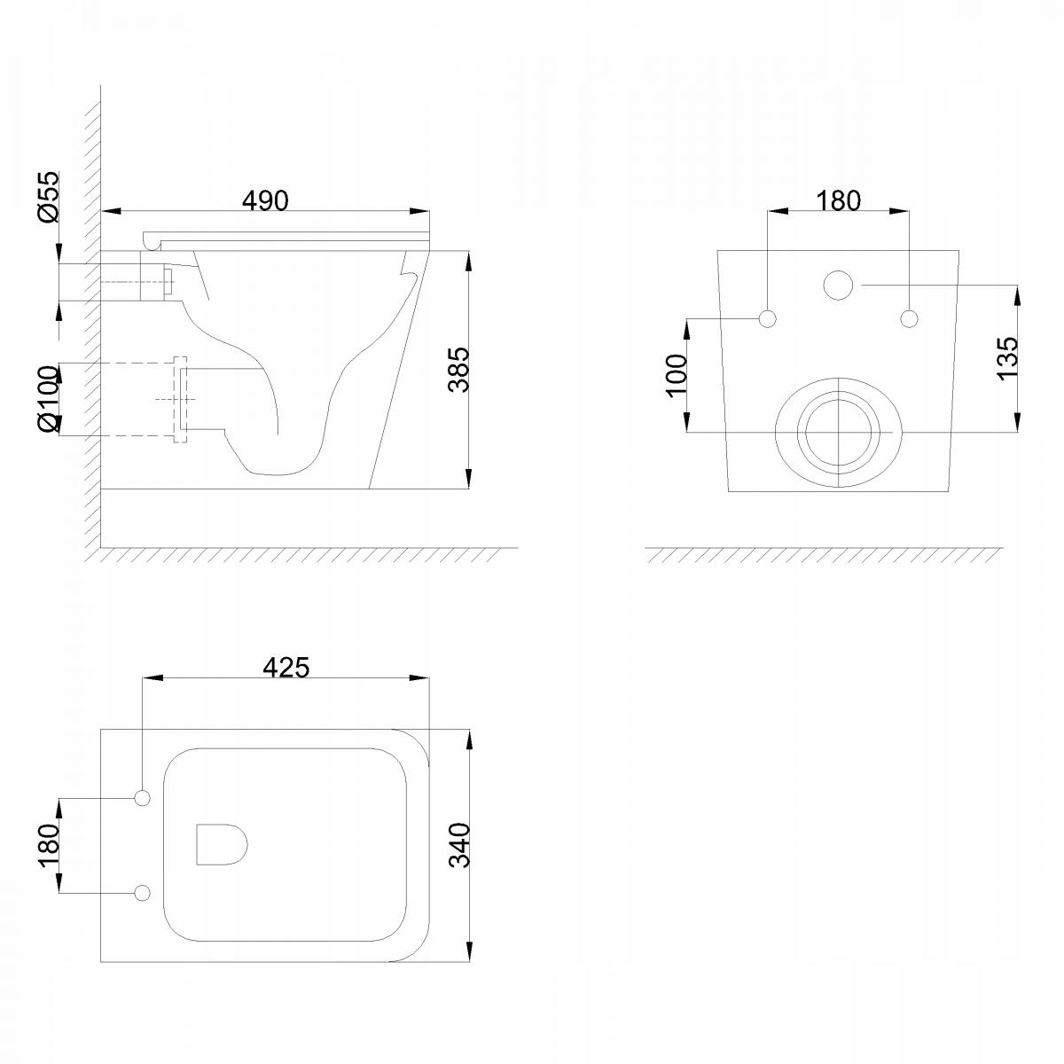 INVENA MISKA WC PODWIESZANA, QFS, PATRAS KWADRATOWA, Z DESKĄ WOLNOOPADAJĄCĄ