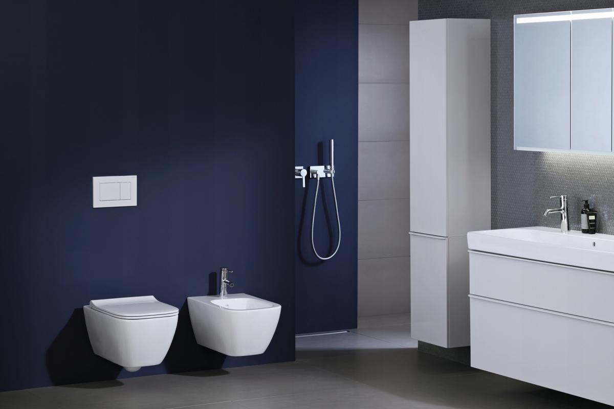 Miska wisząca WC Smyle Square lejowa, B35 cm, H33 cm, T54 cm, ukryte mocowa
