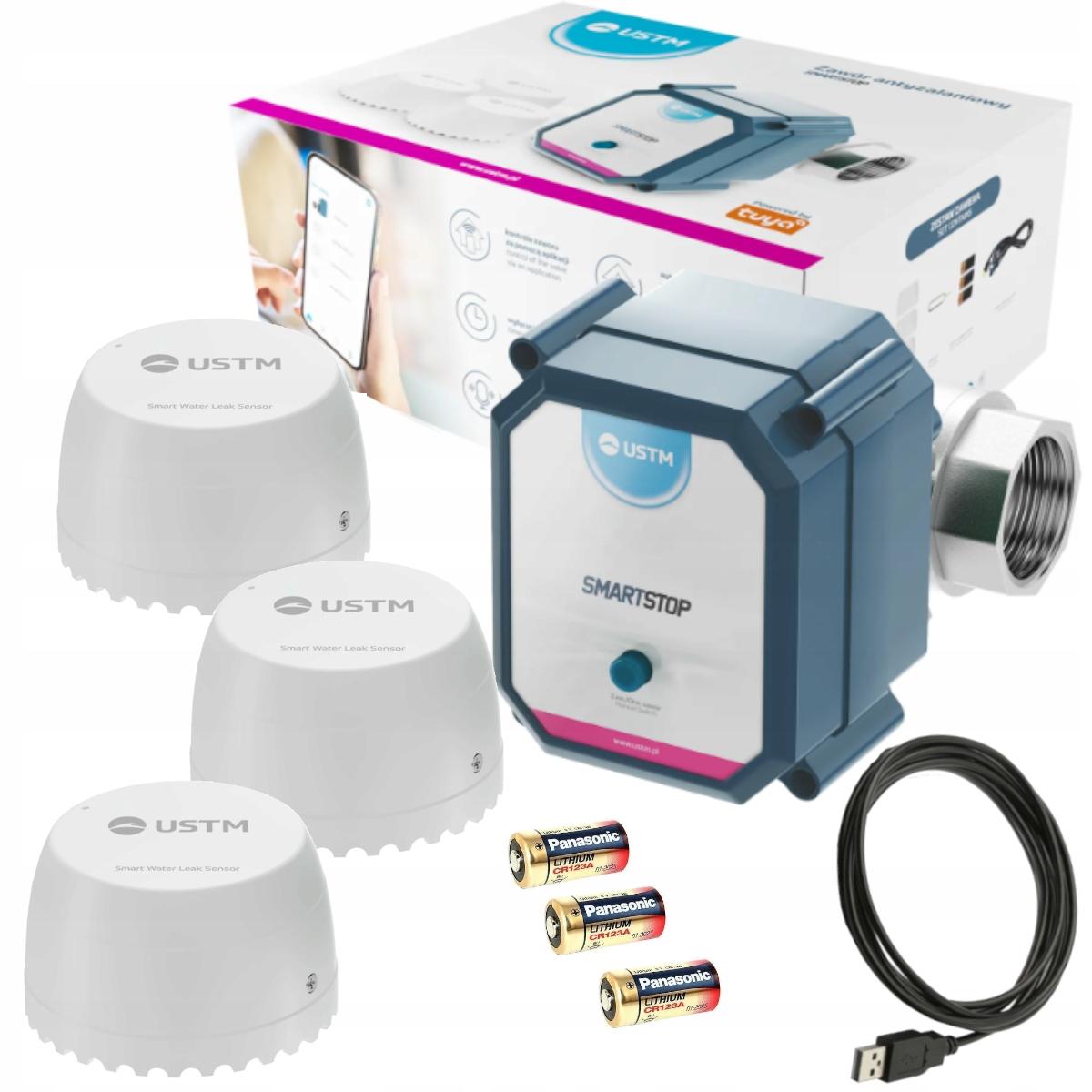 USTM Zawór antyzalaniowy SMARTSTOP 3/4” z czujkami 3szt