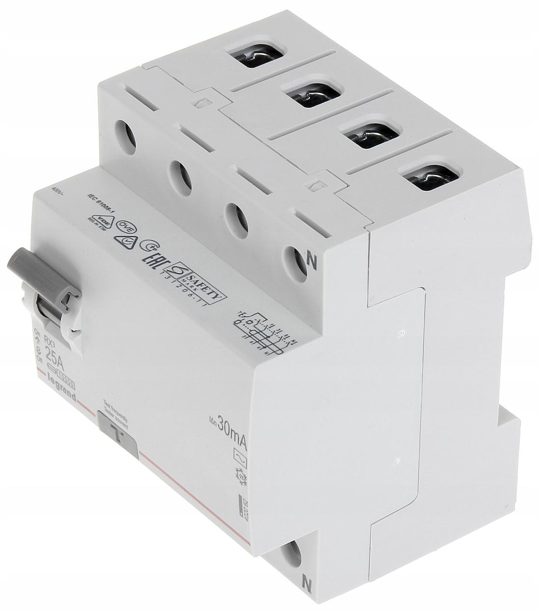 LEGRAND Wyłącznik różnicowoprądowy RX3 4P 25A 30MA TYP AC