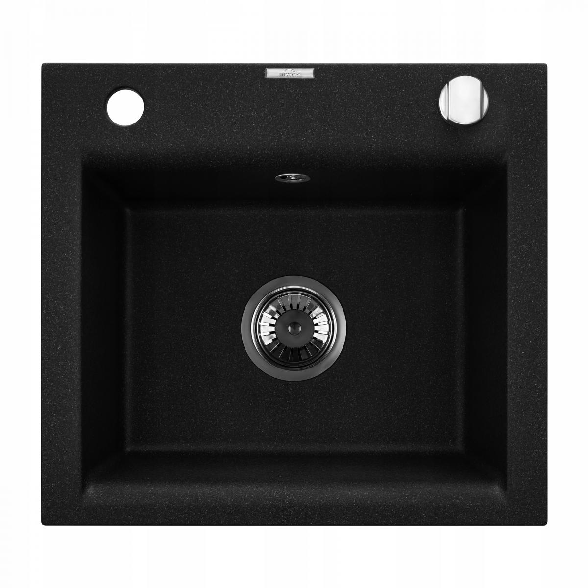 INVENA ZLEWOZ GRANIT 1K TESALIA W ZES Z CZARNĄ BZ JOGA PLUS SYF CHROM