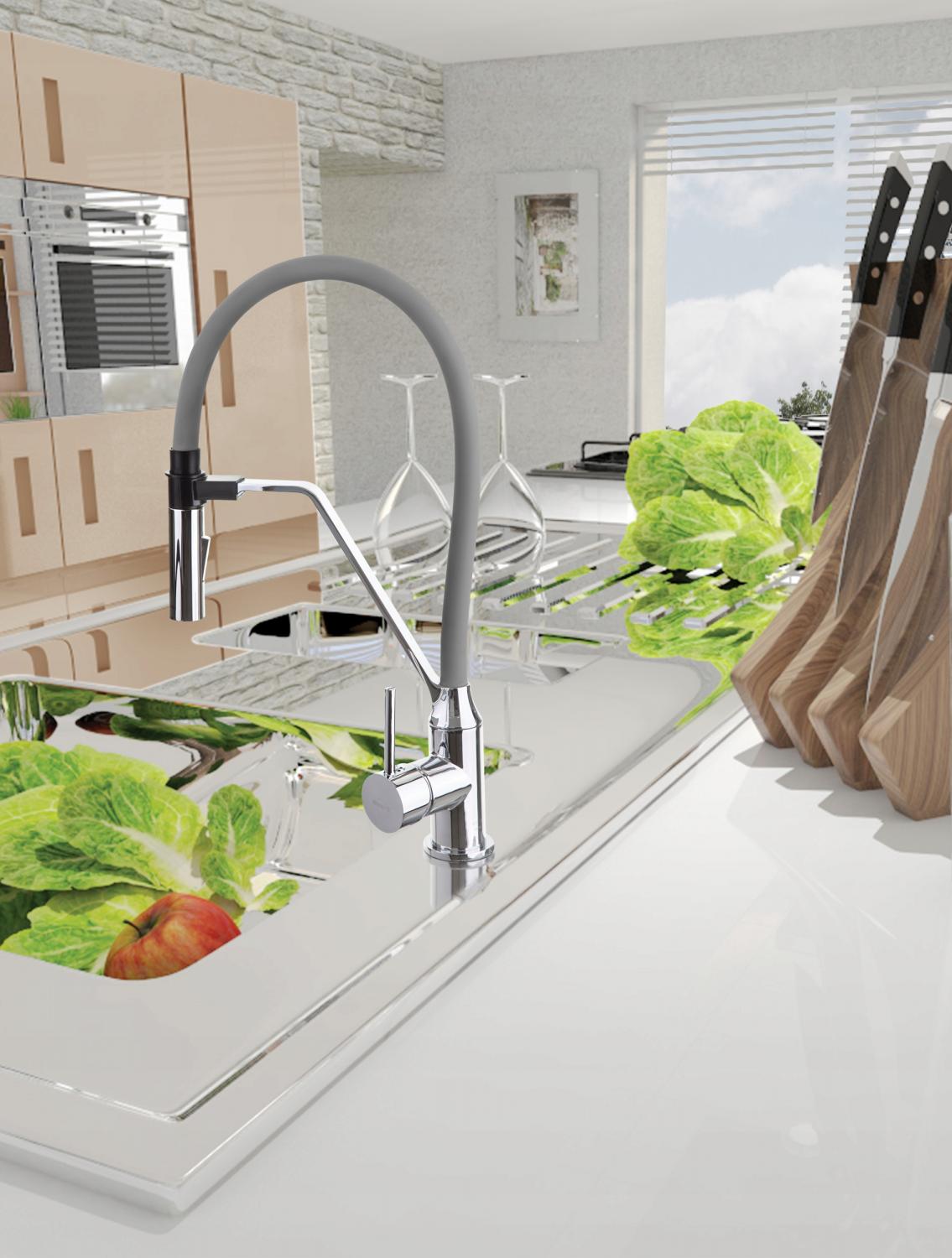 Bateria zlewozmywakowa INVENA TERRA SZARA 48h