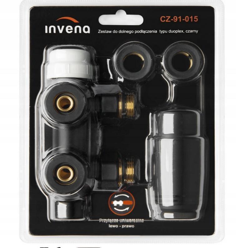 Zawór zespolony INVENA DUOPLEX z głowicą CZARNY 48h