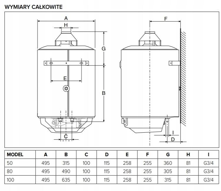Podgrzewacz gazowy pojemnościowy 50l ARISTON S/SGA X 50 EE