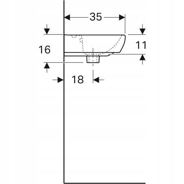 Umywalka kompaktowa Selnova Square B45 cm, H16 cm, T35 cm, z przelewem, z o