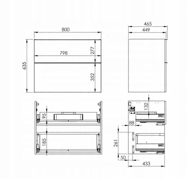 Szafka podumyw. LOOK 80x45cm Wisząca 2S White ELITA