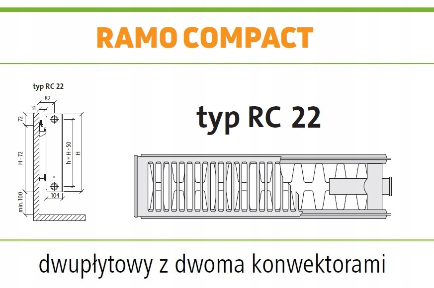 PURMO RAL 7021 RAMO RC22 600x1600 C 22 Boczny SZARY