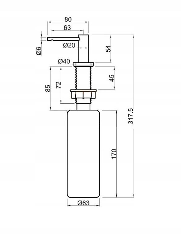 INVENA DOZOWNIK ISSA NA PŁYN DO MYCIA NACZYŃ LUB MYDŁO, KOLOR CZARNY